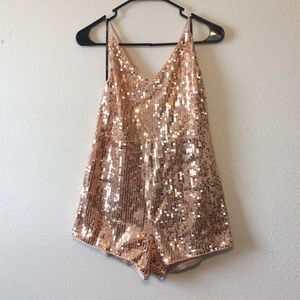 Rose Gold/Beige Sequins Romper